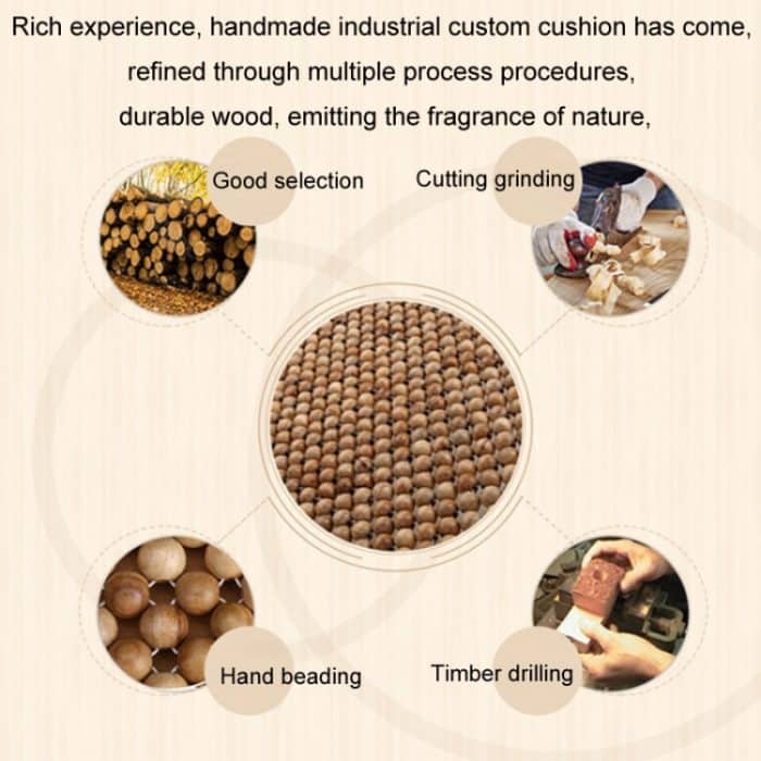 44x44cm Sommer-Auto-Sitzkissen aus reinem Holz mit Perlen, quadratisch – Bild 3