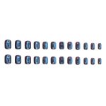 24 Stück/Box Kurzes Pressen auf den Nägeln Bling Aurora Nail Galaxy Blue Glitter Fake Nails, W1079 – Bild 5