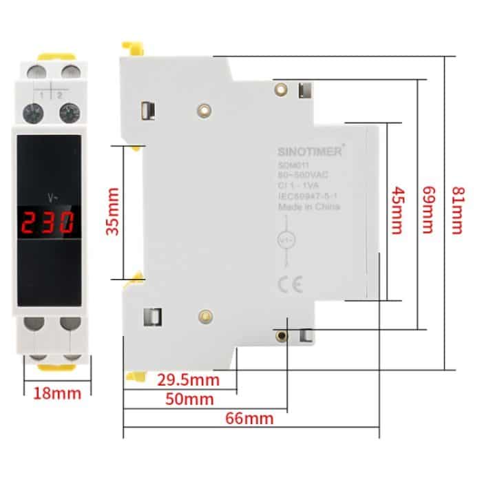 SINOTIMER SDM011 Modulares Din-Schienen-Wechselstrom-Einphasen-Digitalvoltmeter, elektronische Instrumentierung – Bild 2