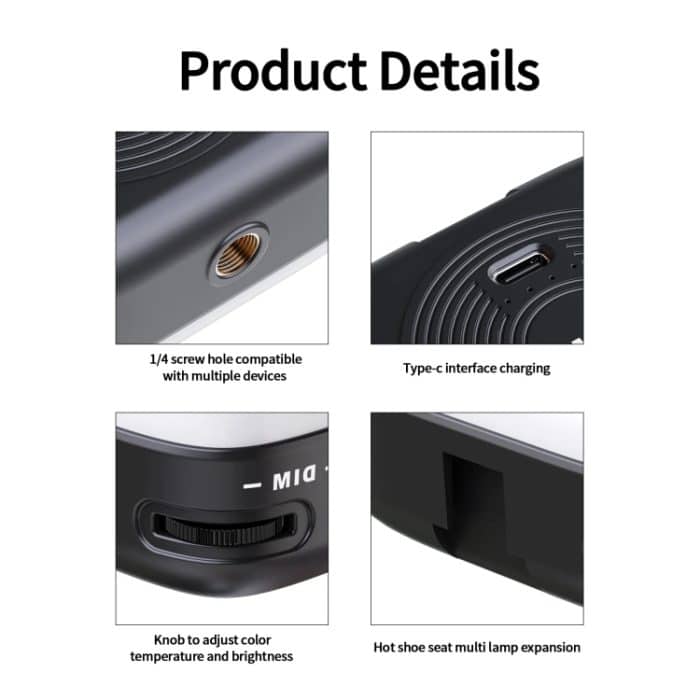 Desiontal V90 Handy-Live-Beauty-Fülllicht, LED-Taschenlicht, USB-Aufladung, Tofu-Lampe, V90 – Bild 7