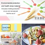 Mini-Geschirrset aus Weizenfasermaterial, Snack-Dessertgabeln, 16pcs Fruit Forks + 1pc Barrel – Bild 5