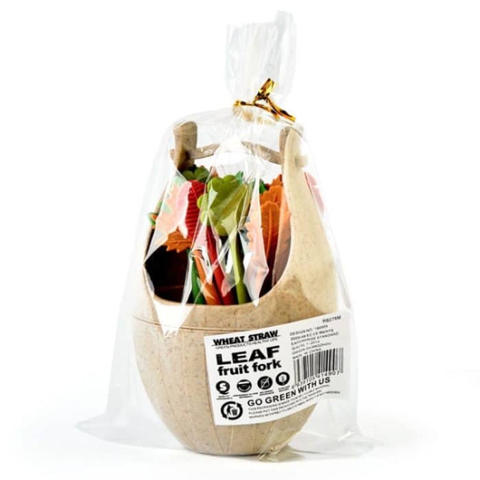 Mini-Geschirrset aus Weizenfasermaterial, Snack-Dessertgabeln, 16pcs Fruit Forks + 1pc Barrel – Bild 7