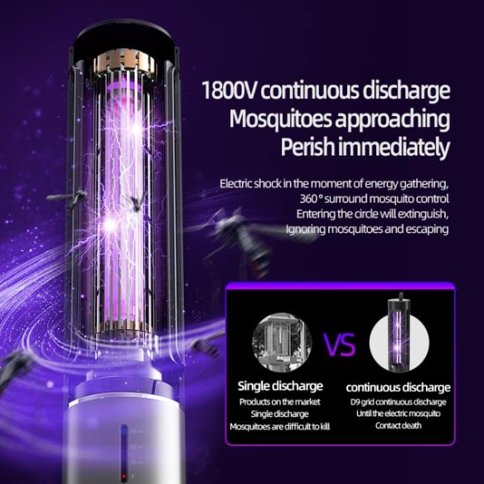 D9 Tragbare UV-Anti-Mücken-Lampe, wiederaufladbar, stumme Fliegenfalle mit 3-Gang-Timing – Bild 8