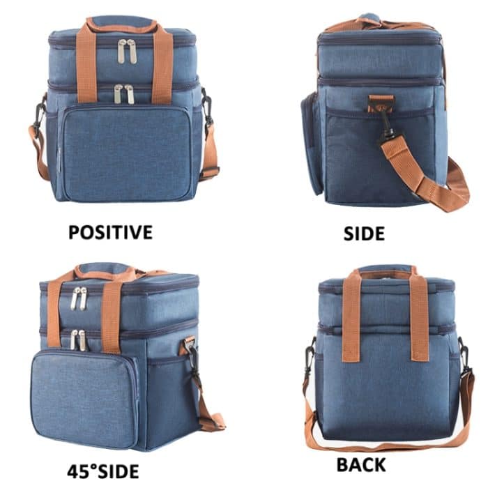 Doppelschichtige, isolierte Lunchtasche, Lebensmittelkühltasche mit großem Fassungsvermögen und Schultergurt – Bild 4