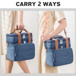 Doppelschichtige, isolierte Lunchtasche, Lebensmittelkühltasche mit großem Fassungsvermögen und Schultergurt – Bild 8