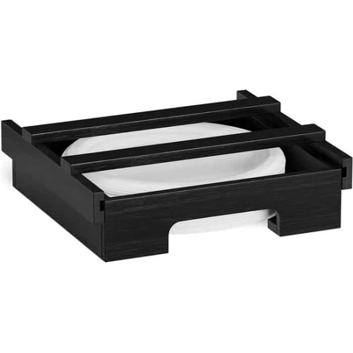 9-Zoll-Papptellerspender unter dem Schrank, Bambus-Tellerhalter, Küchenregal, 24 x 26.5 x 6.5 – Bild 1