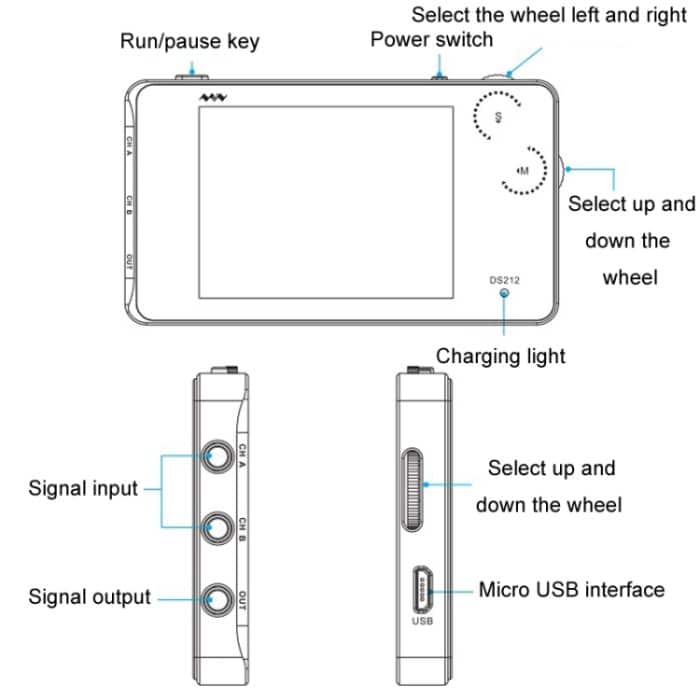 MINIWARE Zweikanaliges Mini-Handheld-Digitalspeicheroszilloskop, DS212 – Bild 6