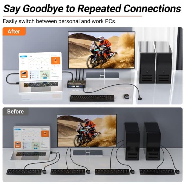 KC-KM434B USB3.0 4-Port-USB-Freigabegerät 4-Port-Drucker-Sharing-Gerät Tastatur-Maus-Schalter – Bild 4