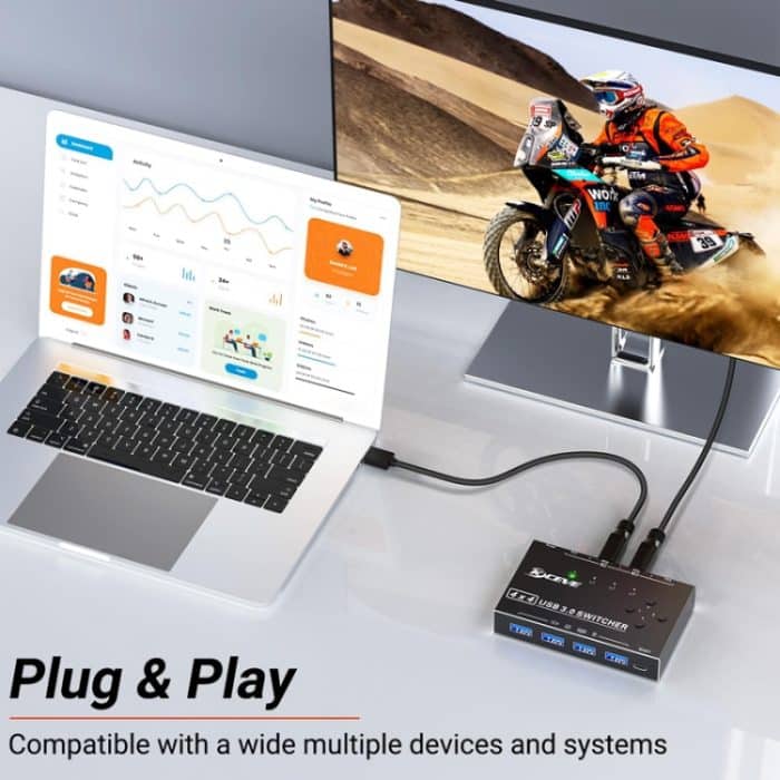 KC-KM434B USB3.0 4-Port-USB-Freigabegerät 4-Port-Drucker-Sharing-Gerät Tastatur-Maus-Schalter – Bild 6