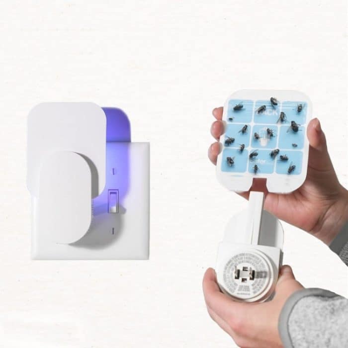 Nachfüllbare Plug-in-Fliegenfalle für Fliegen, Motten, Mücken und andere fliegende Insekten mit 2 Klebekarten, EU Plug, US Plug – Bild 1