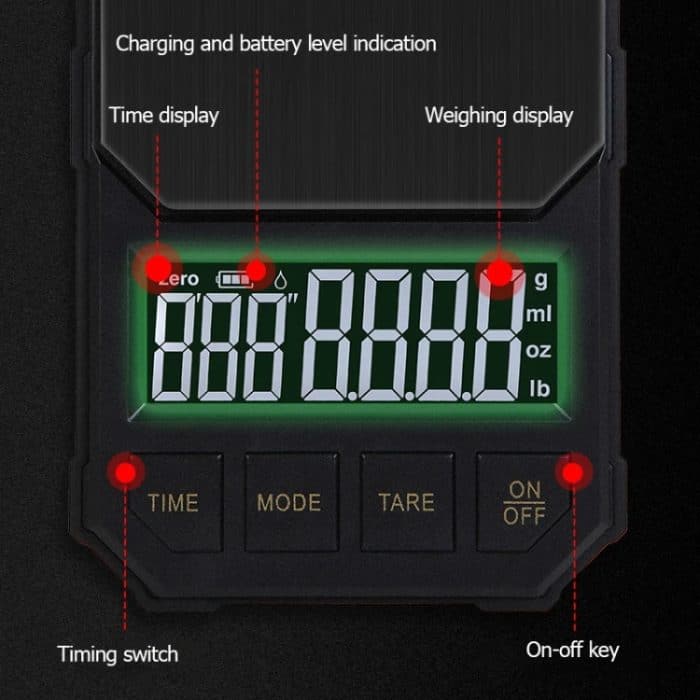 Tragbarer Werkzeugkasten, digitale Waage, Schmuck-Wiegewerkzeug mit Zeitmessung, Battery Model 1kg/0.1g, Battery Model 2kg/0.1g, Charging Model 1kg/0.1g, Charging Model 2kg/0.1g – Bild 6
