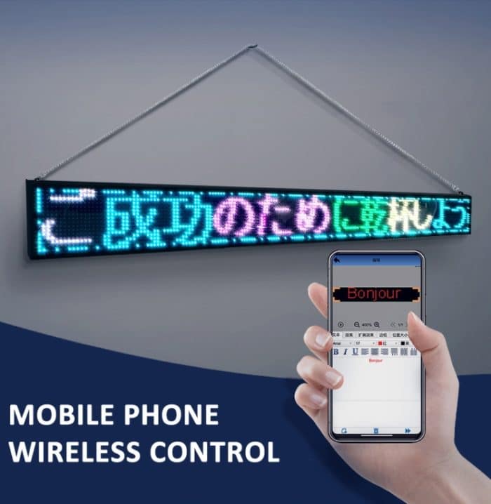 WLAN-Scrolling-LED-Schild, Message Board, unterstützt mehrere Sprachen, Monochrome 260x95x15mm, Colorful 820x95x15mm – Bild 2