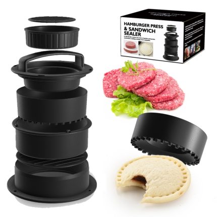 4-in-1-Hamburgerpresse, Patty-Maker, Slider, gefüllte Burger, Sandwichschneider, Color Box Packge, With 100pcs Silicone Oil Paper