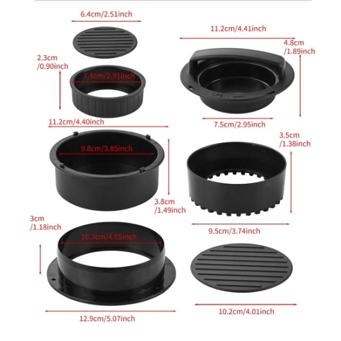 4-in-1-Hamburgerpresse, Patty-Maker, Slider, gefüllte Burger, Sandwichschneider, Color Box Packge, With 100pcs Silicone Oil Paper – Bild 3