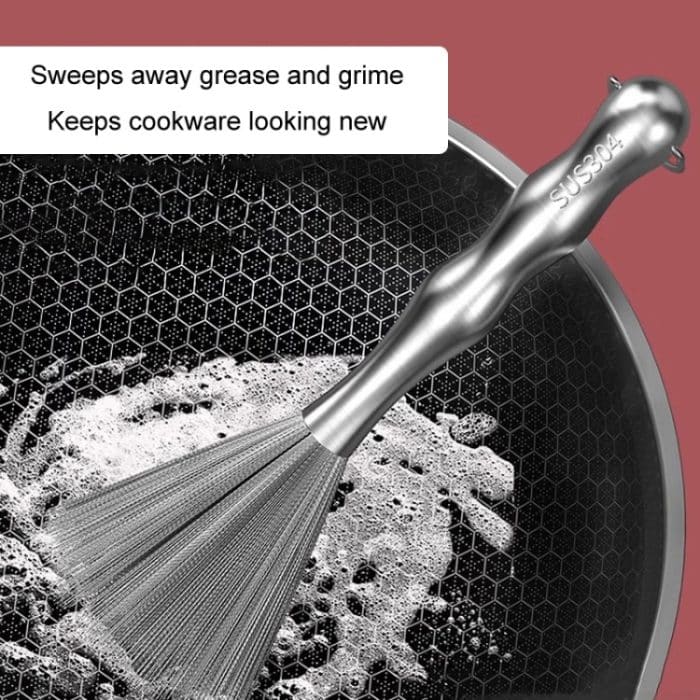 304 verdickte verlängerte Stahldraht-Topfbürste Edelstahl-Reinigungsbürste für die Küche, 25.5cm – Bild 3