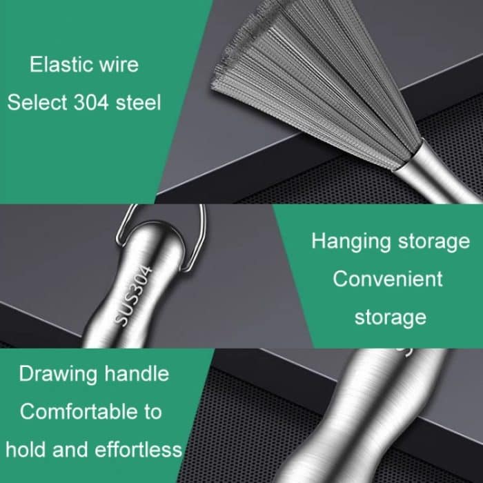 304 verdickte verlängerte Stahldraht-Topfbürste Edelstahl-Reinigungsbürste für die Küche, 25.5cm – Bild 6