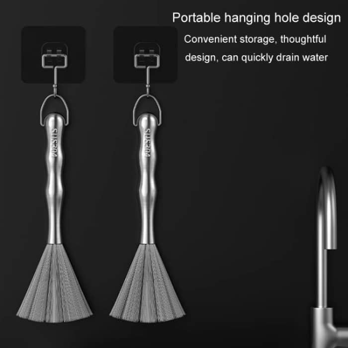 304 verdickte verlängerte Stahldraht-Topfbürste Edelstahl-Reinigungsbürste für die Küche, 25.5cm – Bild 9