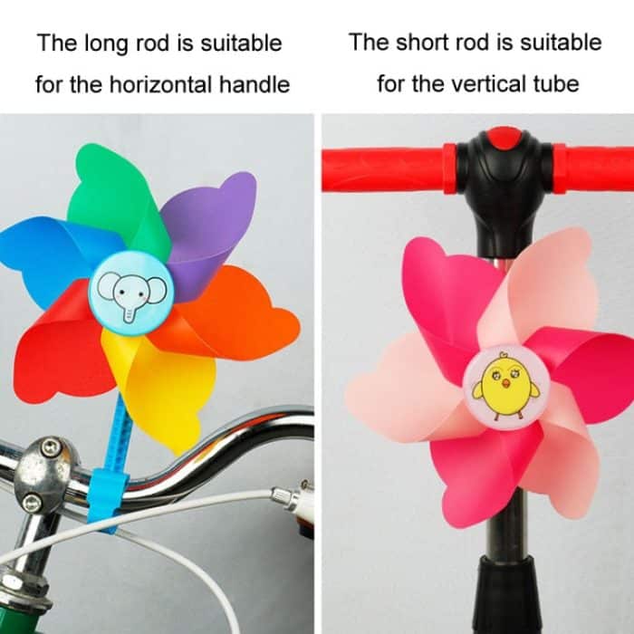 Kinder Fahrrad Dekoration Roller rotierende bunte Windmühle mit langem und kurzem Stab Fahrrad, A Elephant, A Chick, A Elephant+Ribbon, A Chick+Ribbon – Bild 6