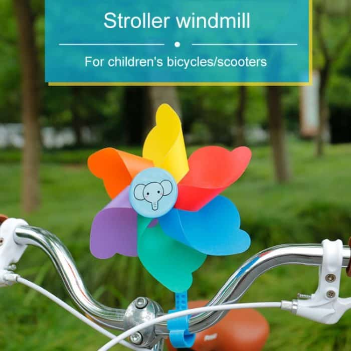 Kinder Fahrrad Dekoration Roller rotierende bunte Windmühle mit langem und kurzem Stab Fahrrad, A Elephant, A Chick, A Elephant+Ribbon, A Chick+Ribbon – Bild 7