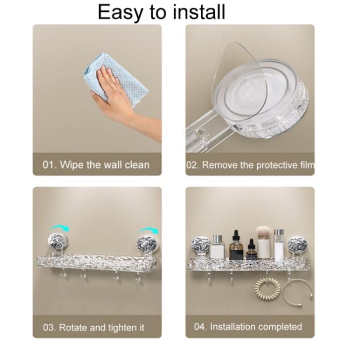 Badezimmer No-Punch Saugnapf Regal Haushaltstoilette Wandmontiertes Organisationsregal – Bild 11