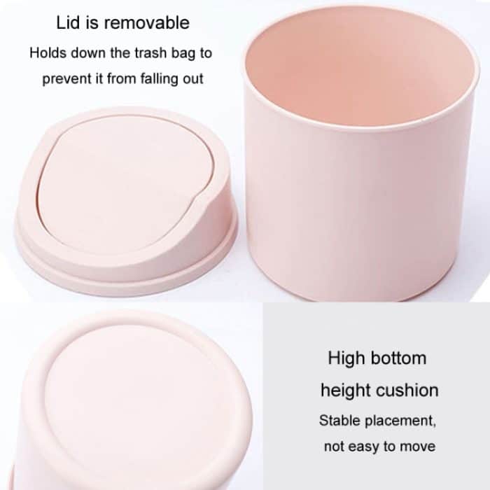 Mini-Desktop-Mülleimer mit Klappdeckel, Studentenwohnheim, Wohnzimmer, niedlicher Aufbewahrungseimer – Bild 5