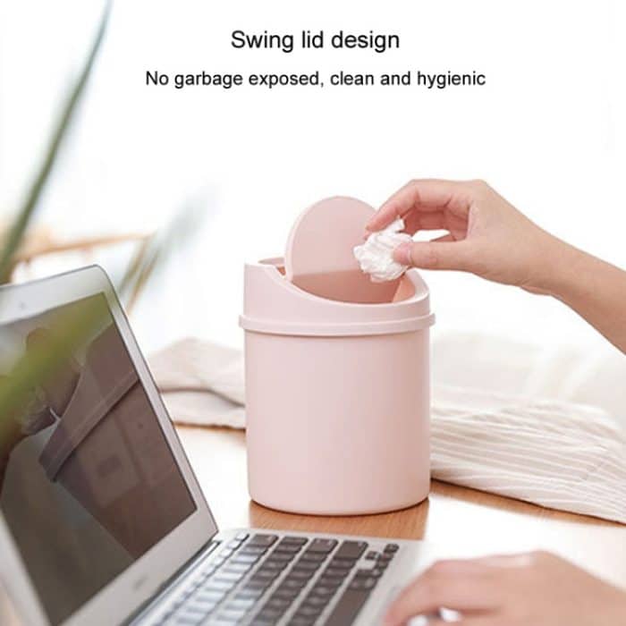 Mini-Desktop-Mülleimer mit Klappdeckel, Studentenwohnheim, Wohnzimmer, niedlicher Aufbewahrungseimer – Bild 6