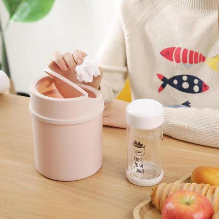 Mini-Desktop-Mülleimer mit Klappdeckel, Studentenwohnheim, Wohnzimmer, niedlicher Aufbewahrungseimer – Bild 10