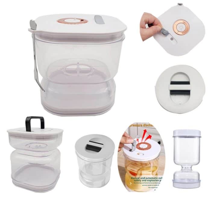 Küchen-Nass- und Trockenspender, separates Einmachglas, Kunststoff-Nass- und Trockenspender, Sanduhrdose, Square, Round, Round Extension With Fork, Round With Air Vent, Square With Air Vent – Bild 4