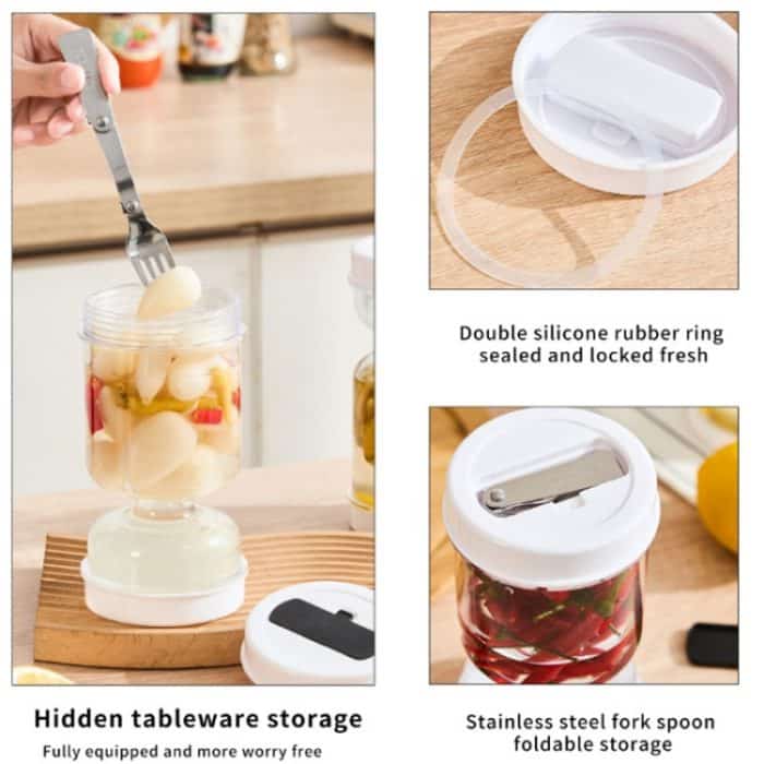 Küchen-Nass- und Trockenspender, separates Einmachglas, Kunststoff-Nass- und Trockenspender, Sanduhrdose, Square, Round, Round Extension With Fork, Round With Air Vent, Square With Air Vent – Bild 9