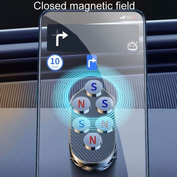 D11 Magnetischer, zusammenklappbarer Autotelefonhalter, drehbarer, aufklebbarer Navigationsständer für das Armaturenbrett, Black Frosted, Silver Frosted – Bild 7
