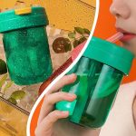 300 ml Mini-Wasserbecher für Kinder, auslaufsicher, für Studenten, tragbarer Strohhalm aus Kunststoff – Bild 2