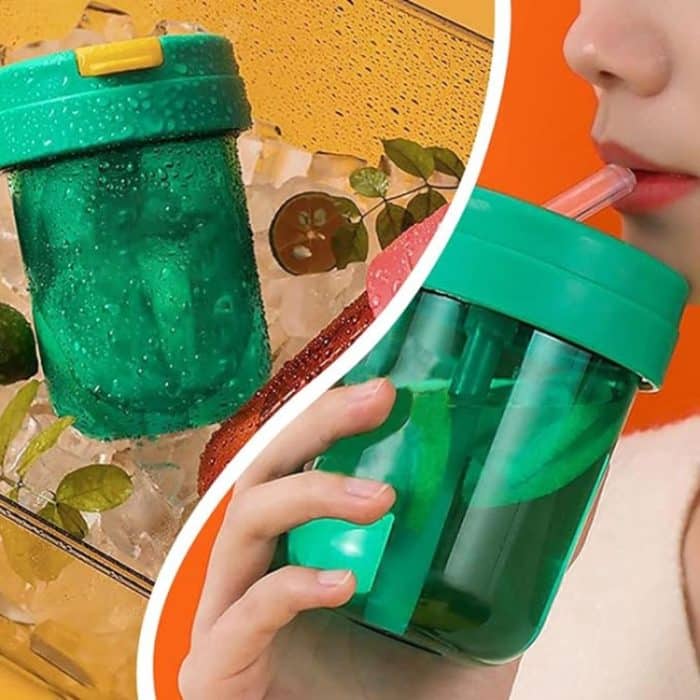 300 ml Mini-Wasserbecher für Kinder, auslaufsicher, für Studenten, tragbarer Strohhalm aus Kunststoff – Bild 2