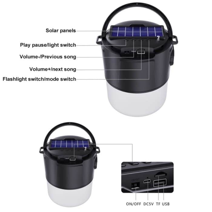 DV-V12 Outdoor Solar Camping Light FM-Karte Bluetooth-Lautsprecher – Bild 4