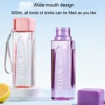 Einfacher quadratischer Becher, tragbarer, auslaufsicherer, hitzebeständiger Kunststoffbecher, 500ml – Bild 4