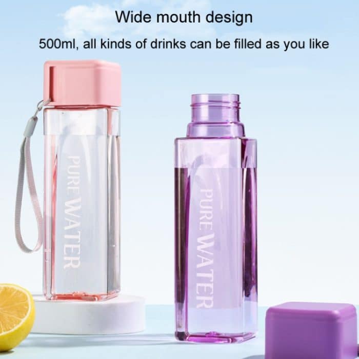 Einfacher quadratischer Becher, tragbarer, auslaufsicherer, hitzebeständiger Kunststoffbecher, 500ml – Bild 4