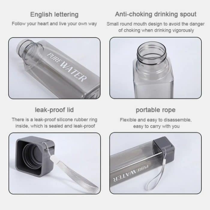 Einfacher quadratischer Becher, tragbarer, auslaufsicherer, hitzebeständiger Kunststoffbecher, 500ml – Bild 9