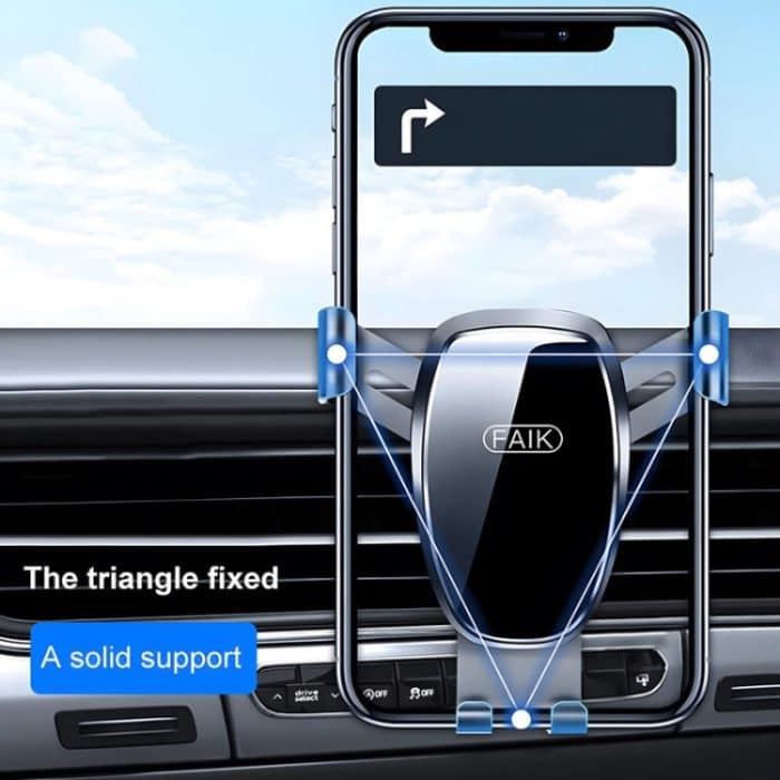 FAIK KFZ-Handyhalterung, Lüftungsschlitz, dreieckig, Schwerkraftsensor, KFZ-Handyhalterung, Black Frosted Model, Silver Frosted Model, Black Mirror Model, Silve Mirror Model – Bild 7