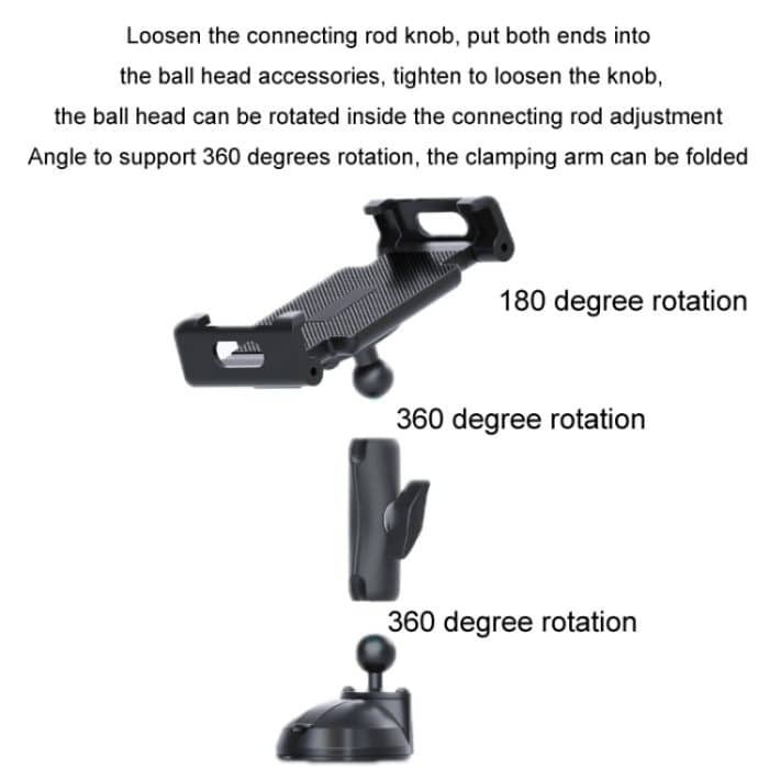 Multifunktionale Auto-Armaturenbrett-Handy-Klapphalterung, Folding Back Clip, Folding Back Clip+Plastic Oval Ball, Folding Back Clip+Metal Oval Ball, Base Screw Fixation, Suction Cup Base Type A, Suction Cup Base Type B, Suction Cup Base Type C – Bild 5