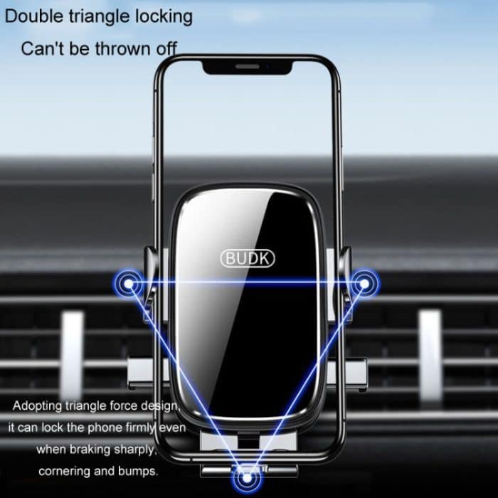BUDK Anti-Shake-Autotelefonhalterung, Autonavigation, Lüftungsschlitz, fester Schwerkraft-Stützständer – Bild 4