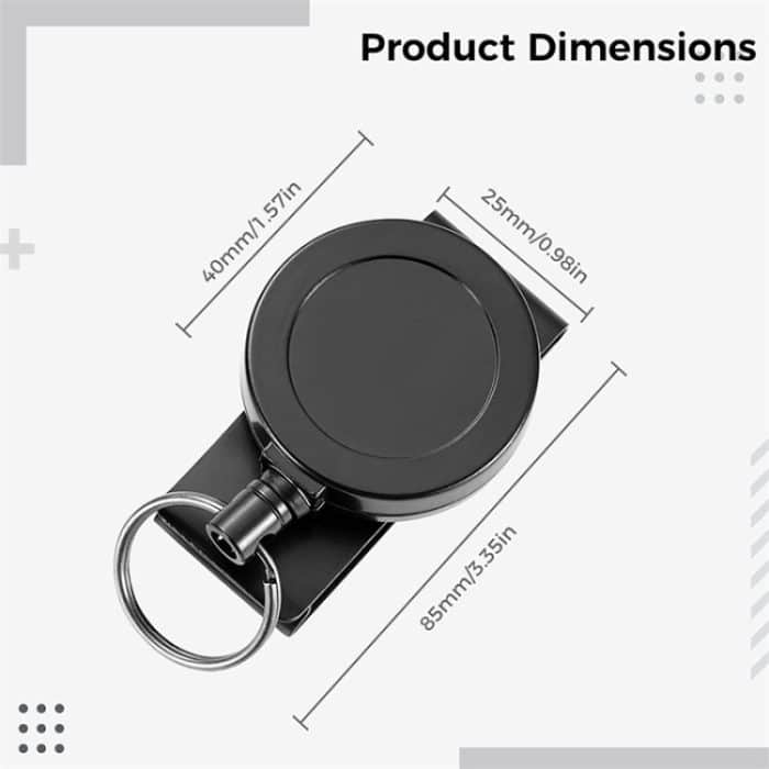 Um 360 Grad drehbarer, robuster, einziehbarer Schlüsselanhänger mit Gürtelclip, ABS  Material, Metal Material – Bild 6