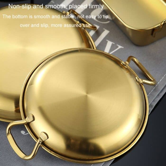 304 Edelstahl mit Doppelohr-Snack-Tablett, gebratene Hähnchenchips, kalte Gerichte, Süßigkeiten-Snacks-Tablett, 13cm Round (Silver), 15cm Round (Silver), 17cm Round (Silver), Small Square (Silver), Large Square (Silver), 13cm Round (Gold)... – Bild 2