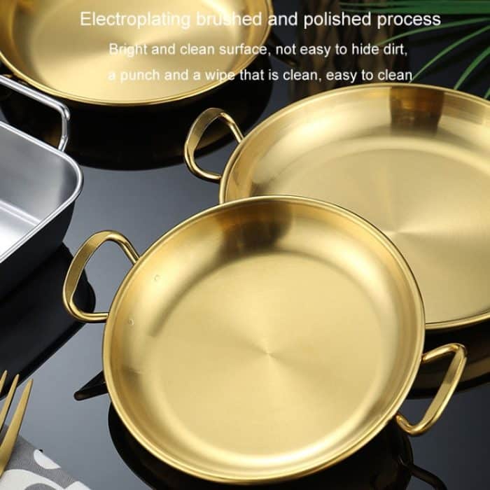 304 Edelstahl mit Doppelohr-Snack-Tablett, gebratene Hähnchenchips, kalte Gerichte, Süßigkeiten-Snacks-Tablett, 13cm Round (Silver), 15cm Round (Silver), 17cm Round (Silver), Small Square (Silver), Large Square (Silver), 13cm Round (Gold)... – Bild 3