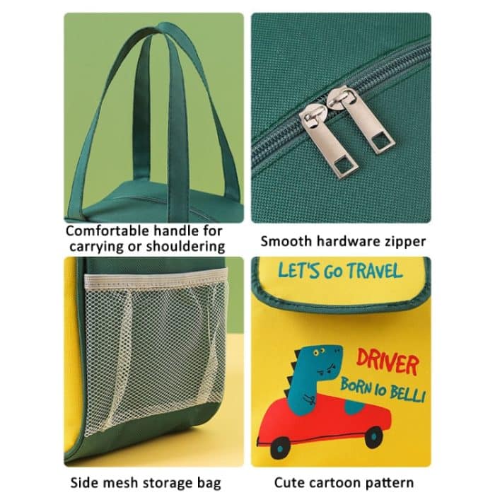 Tragbare Lunchtasche, Bento-Box, Tragetasche, süße Cartoon-Isolier-Picknicktasche, Blue, Green, X-blue, X-green – Bild 7