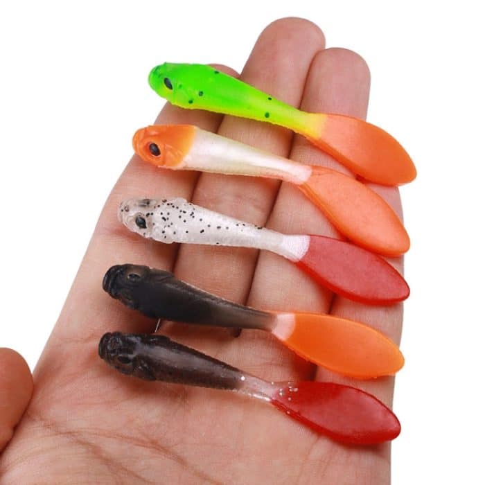 5 Stück/Packung HENGJIA SO177 Dual Color Imitation Angelköder Süßwasser Soft Dummy Bait, 7cm – Bild 4