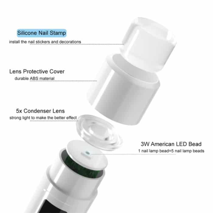 Wiederaufladbare Mini-UV-LED-Lampe zum Trocknen von Gelnägeln mit um 360 Grad drehbarem Ständer – Bild 6