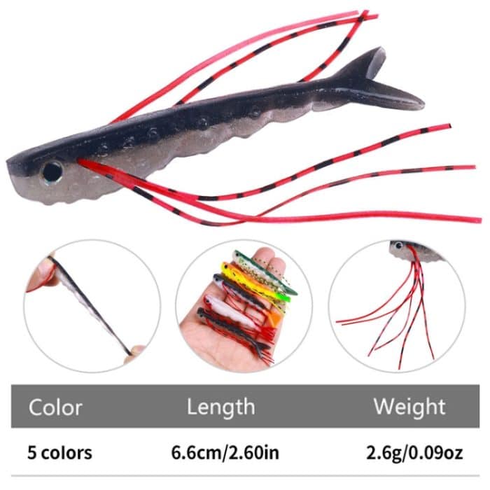 HENGJIA SO175 Zweifarbiger Split Fork Soft Bait Süßwasserfischerei Lachsköder, 6.6cm 5pcs /Pack – Bild 5