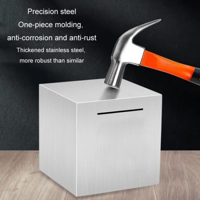 Spardose aus Edelstahl nur im Lieferumfang enthalten, kein Export, Spardose für Erwachsene und Kinder, 12x12x12cm – Bild 6