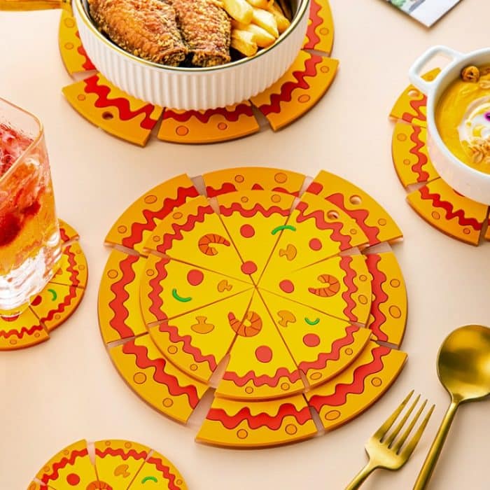 Silikonisoliertes Tischset, Pizza-förmige Schüsselmatte, PVC-Untersetzer, Small, Medium, Large – Bild 12