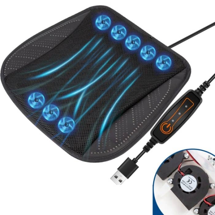 Auto-USB-Sommer-Kühles, belüftetes, atmungsaktives Sitzkissen, Black 8 Sets Fan, Red 8 Sets Fan, Blue 8 Sets Fan – Bild 1