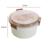 1100ml Cartoon Runde Mikrowellengeeignete Bento Box Outdoor Student Lunchbox, Beauty Pink, Space Blue, Bear Brown – Bild 2